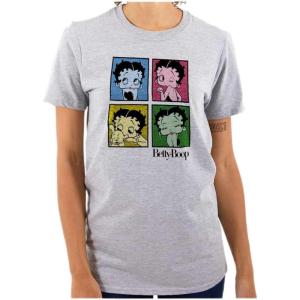 Betty Boop Classic Cartoon Cute Womens Graphic T Shirt Tees(Sport Grey)
