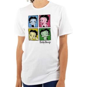Betty Boop Classic Cartoon Cute Womens Graphic T Shirt Tees(White)