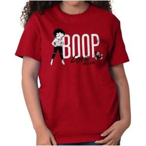 Love Betty Boop Hugs and Kisses Womens Graphic T Shirt Tees(Antique Cherry Red)