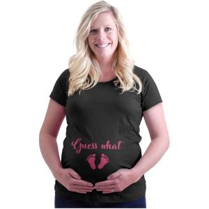 Womens Maternity Guess What Baby Feet Expecting Bump T Shirt Tee