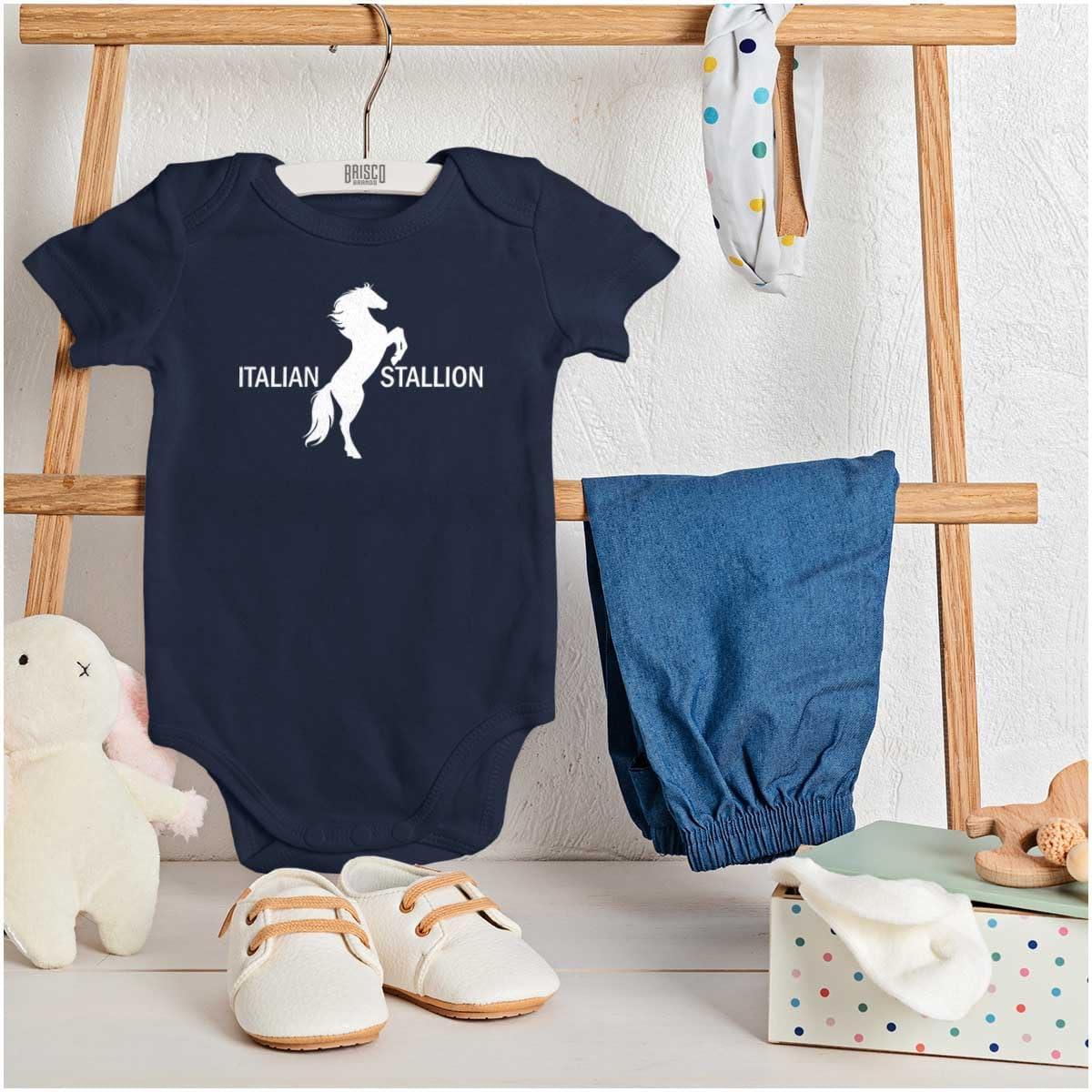 imageBrisco Brands Italian Stallion Adorable Stud Baby Bodysuit Jumper BoysNavy