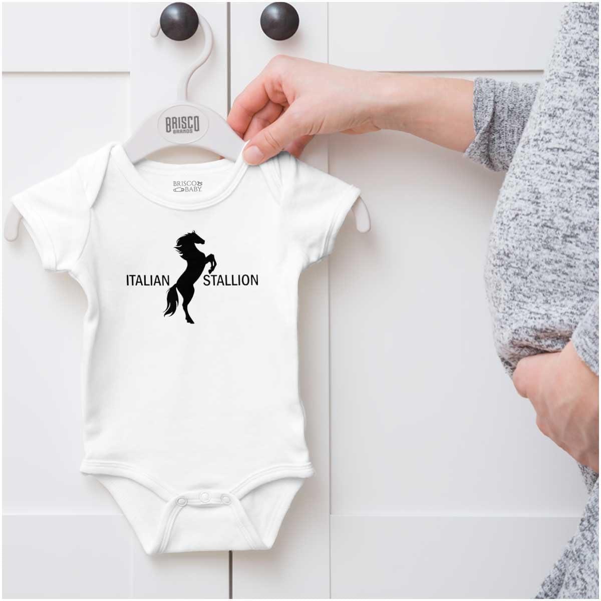 imageBrisco Brands Italian Stallion Adorable Stud Baby Bodysuit Jumper BoysWhite