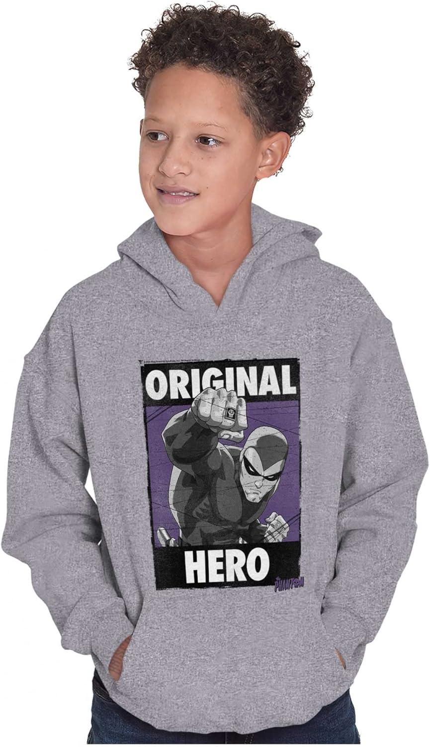 imageBrisco Brands the Phantom Original Hero Superhero Youth Hoodie Boy Girl Sport Grey
