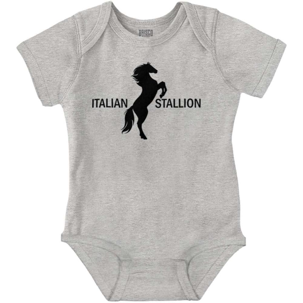 imageBrisco Brands Italian Stallion Adorable Stud Baby Bodysuit Jumper BoysHeather