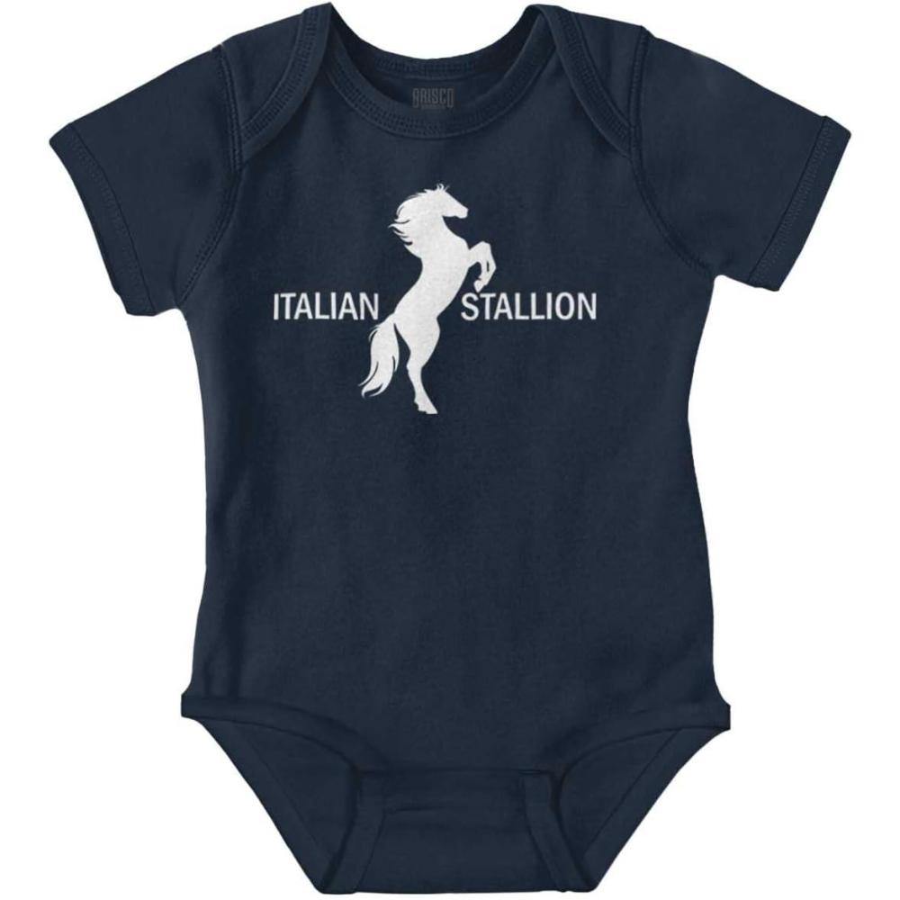 imageBrisco Brands Italian Stallion Adorable Stud Baby Bodysuit Jumper BoysNavy