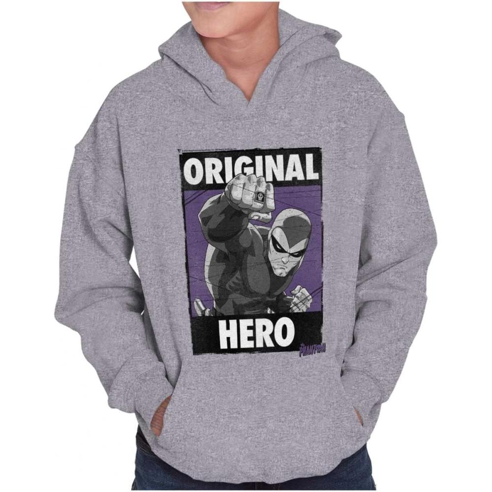 imageBrisco Brands the Phantom Original Hero Superhero Youth Hoodie Boy Girl Sport Grey
