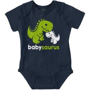 Brisco Brands Babysaurus Adorable Little T-Rex Baby Bodysuit Jumper Boys(Navy)