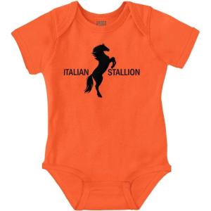 Brisco Brands Italian Stallion Adorable Stud Baby Bodysuit Jumper Boys(Orange)