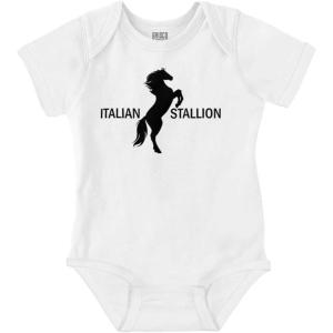 Brisco Brands Italian Stallion Adorable Stud Baby Bodysuit Jumper Boys(White)