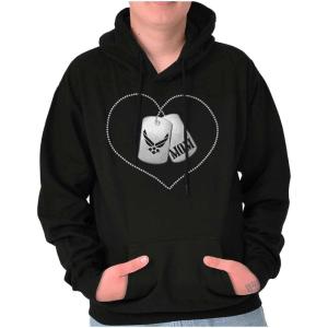Brisco Brands US Air Force Mom Dog Tags Cute USAF Hoodie Sweatshirt Women Men(Black)