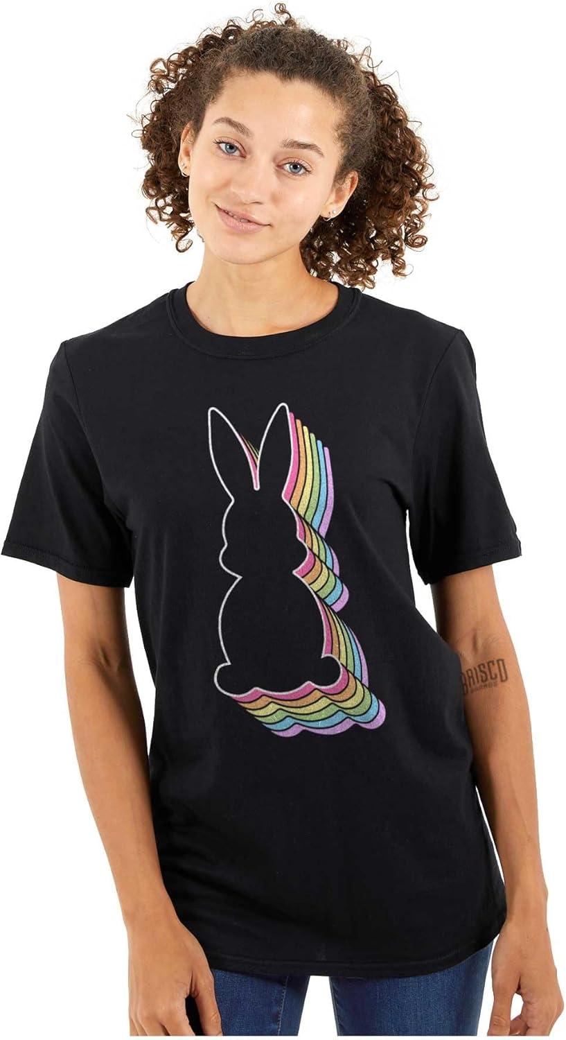 imageBrisco Brands Colorful Easter Bunny Gradient Graphic T Shirt Men or WomenBlack
