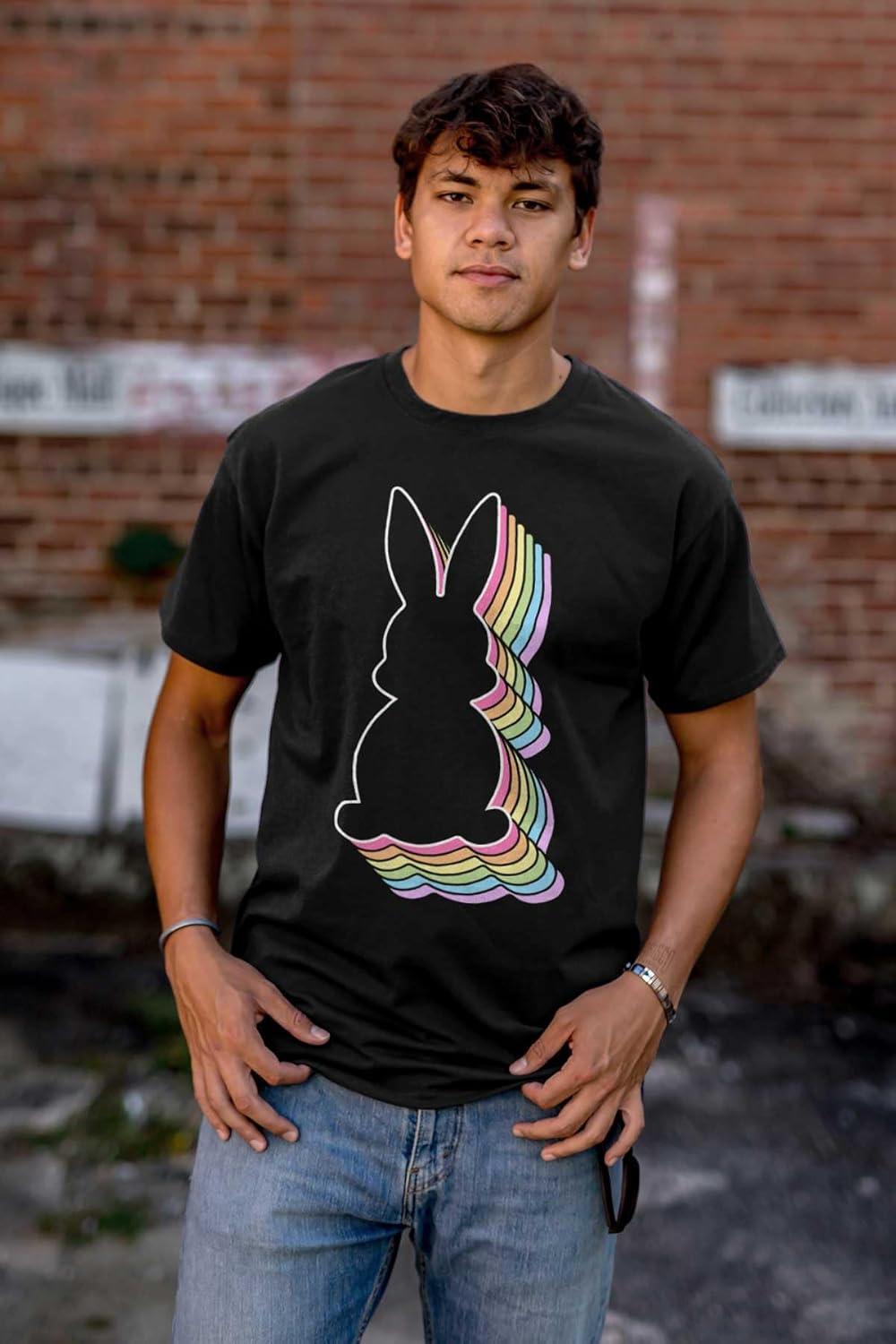 imageBrisco Brands Colorful Easter Bunny Gradient Graphic T Shirt Men or WomenBlack