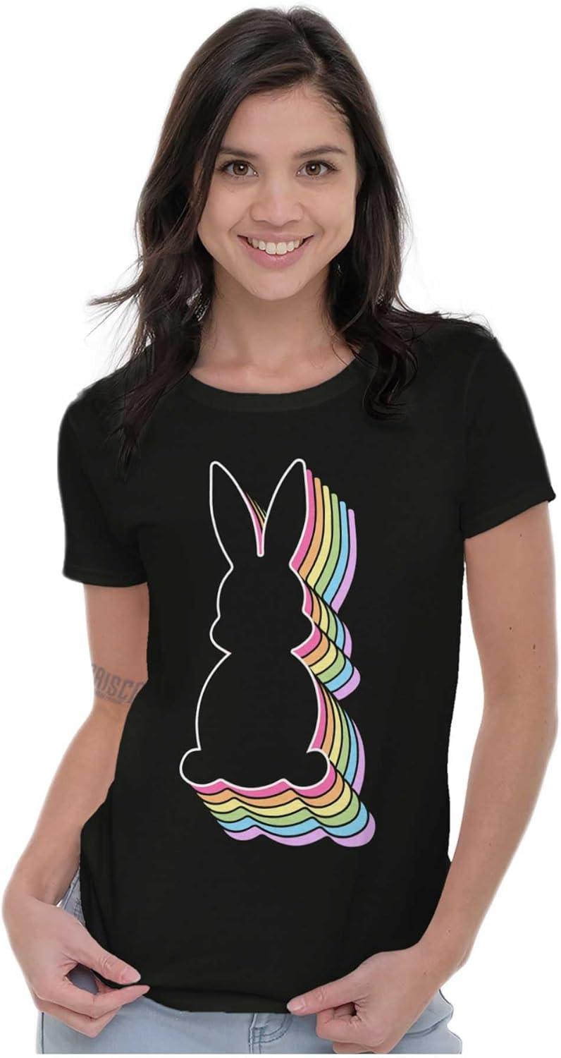 imageBrisco Brands Colorful Easter Bunny Gradient Womens Slim Fit Graphic TeeBlack