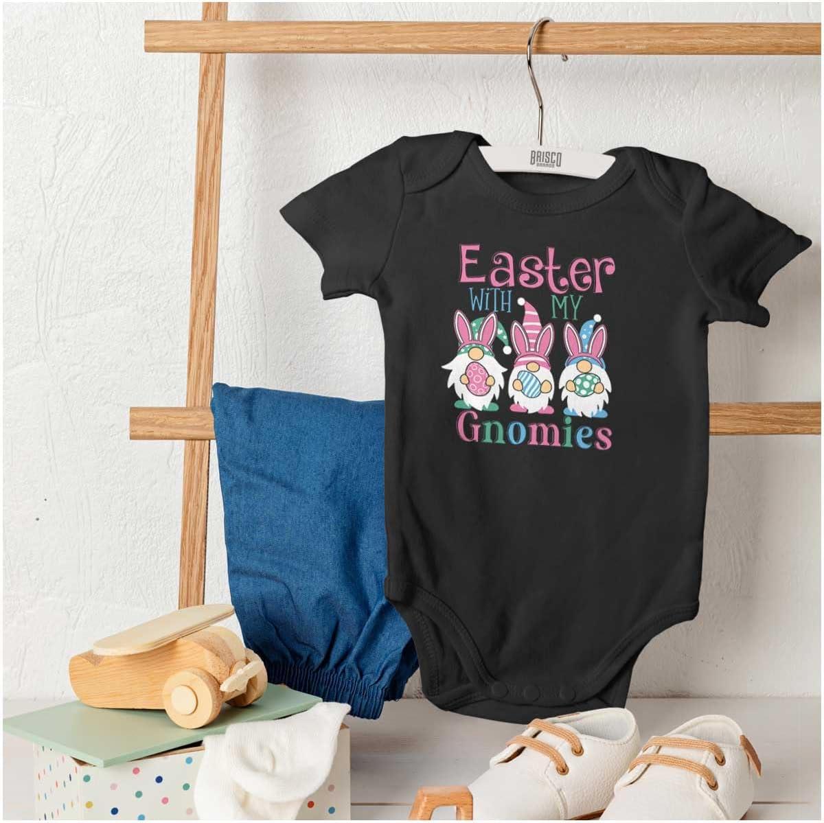 imageBrisco Brands Cute Funny Easter With My Gnomies Baby Bodysuit Jumper GirlsBlack
