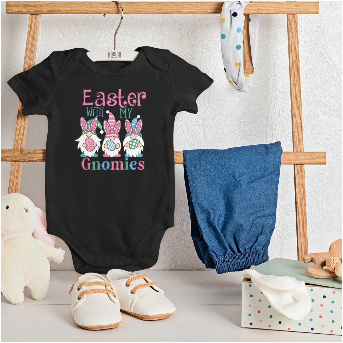 imageBrisco Brands Cute Funny Easter With My Gnomies Baby Bodysuit Jumper GirlsBlack