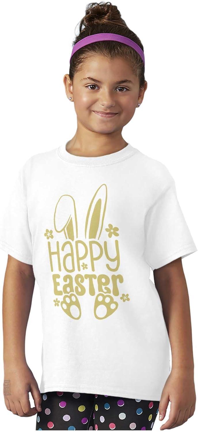 imageBrisco Brands Cute Spring Happy Easter Bunny Ears Girls Kids T Shirt TeesWhite