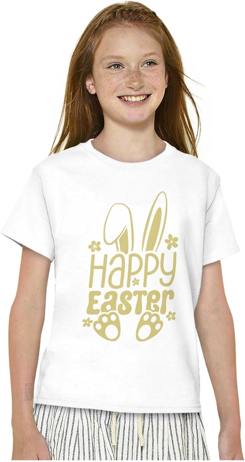 imageBrisco Brands Cute Spring Happy Easter Bunny Ears Girls Kids T Shirt TeesWhite