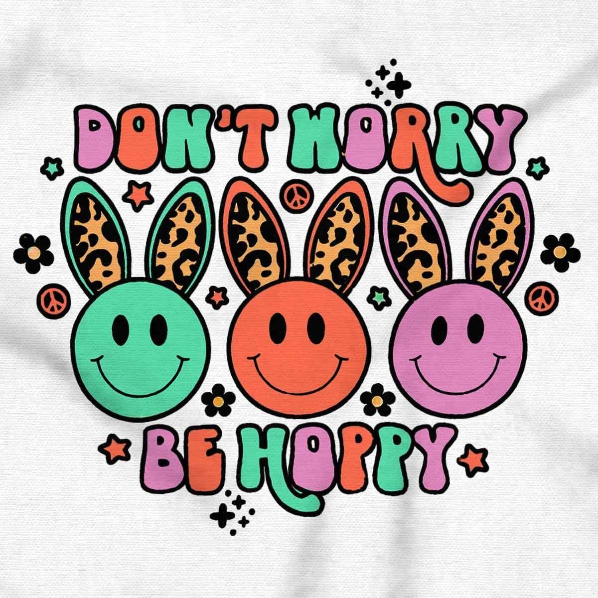 imageBrisco Brands Dont Worry Be Hoppy Easter Bunny Womens Slim Fit Graphic TeeWhite