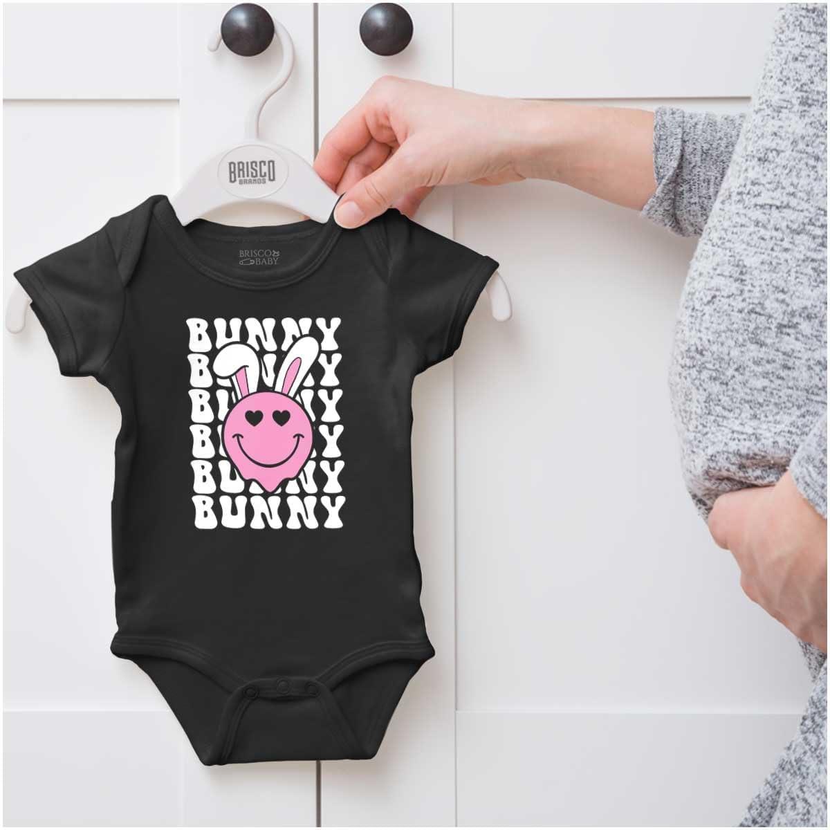 imageBrisco Brands Easter Bunny Ears Heart Eyes Smile Baby Bodysuit Jumper GirlsBlack