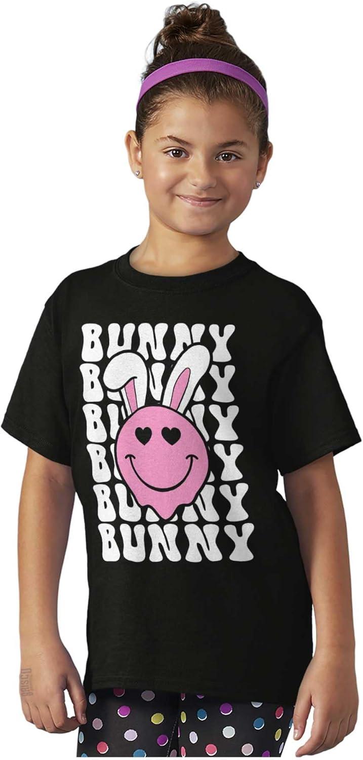 imageBrisco Brands Easter Bunny Ears Heart Eyes Smile Girls Kids T Shirt Tees