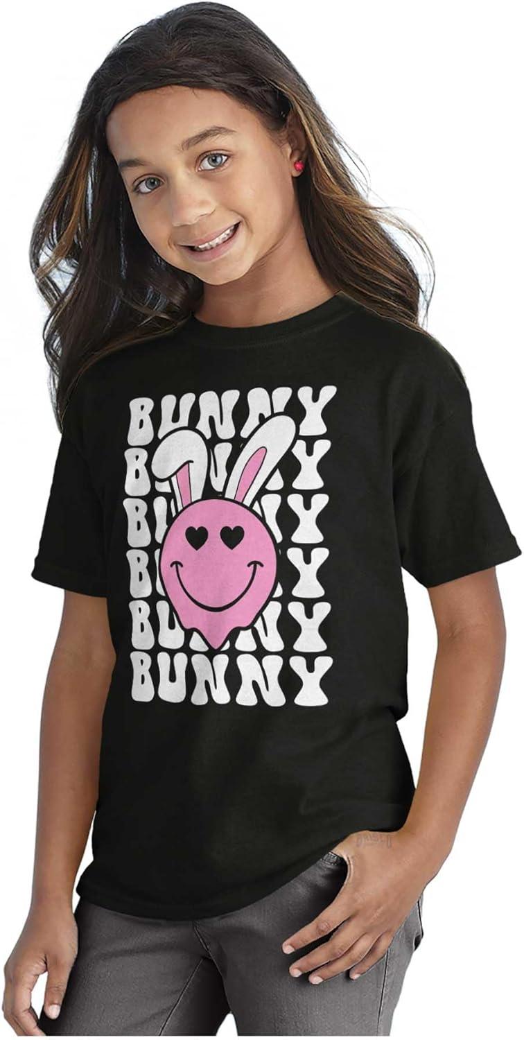 imageBrisco Brands Easter Bunny Ears Heart Eyes Smile Girls Kids T Shirt Tees