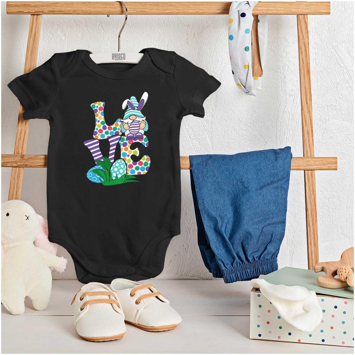 imageBrisco Brands Easter Bunny Gnome Love Egg Hunt Baby Bodysuit Jumper GirlsBlack