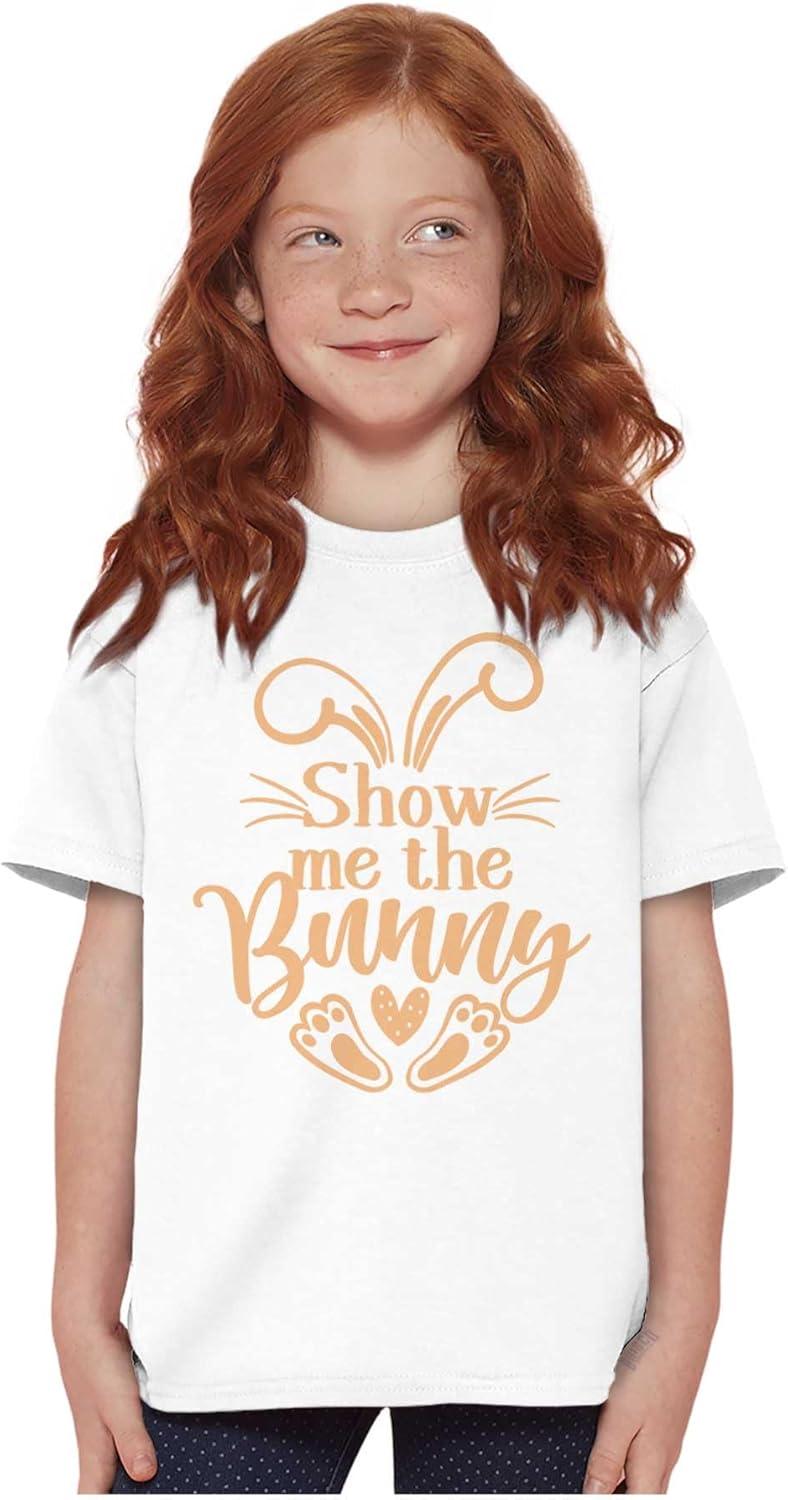 imageBrisco Brands Easter Humor Show Me The Bunny Girls Kids T Shirt TeesWhite