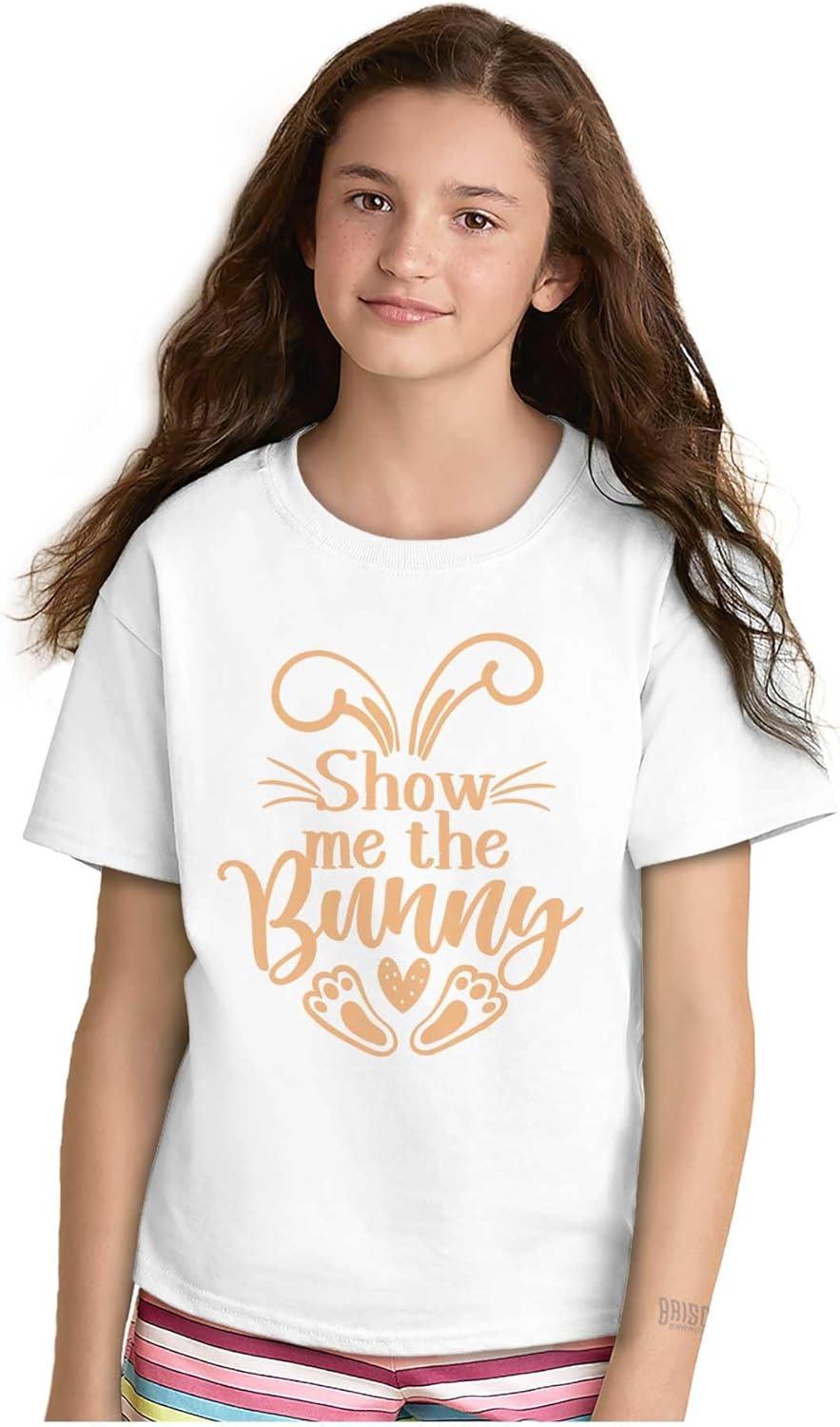 imageBrisco Brands Easter Humor Show Me The Bunny Girls Kids T Shirt TeesWhite
