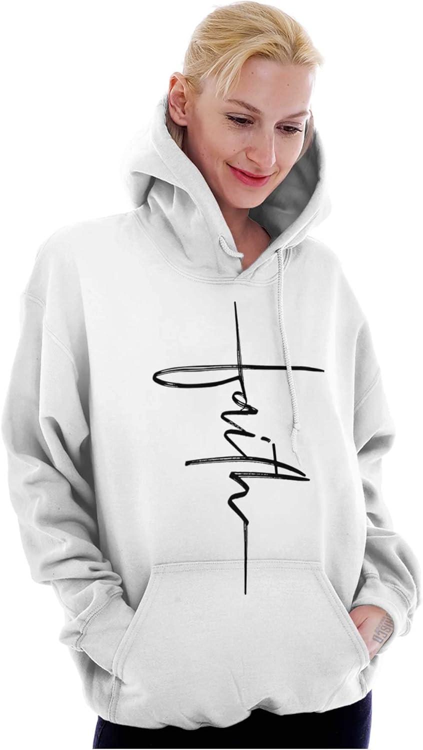 imageBrisco Brands Faith Cursive Print Christian Hoodie Sweatshirt WomenWhite