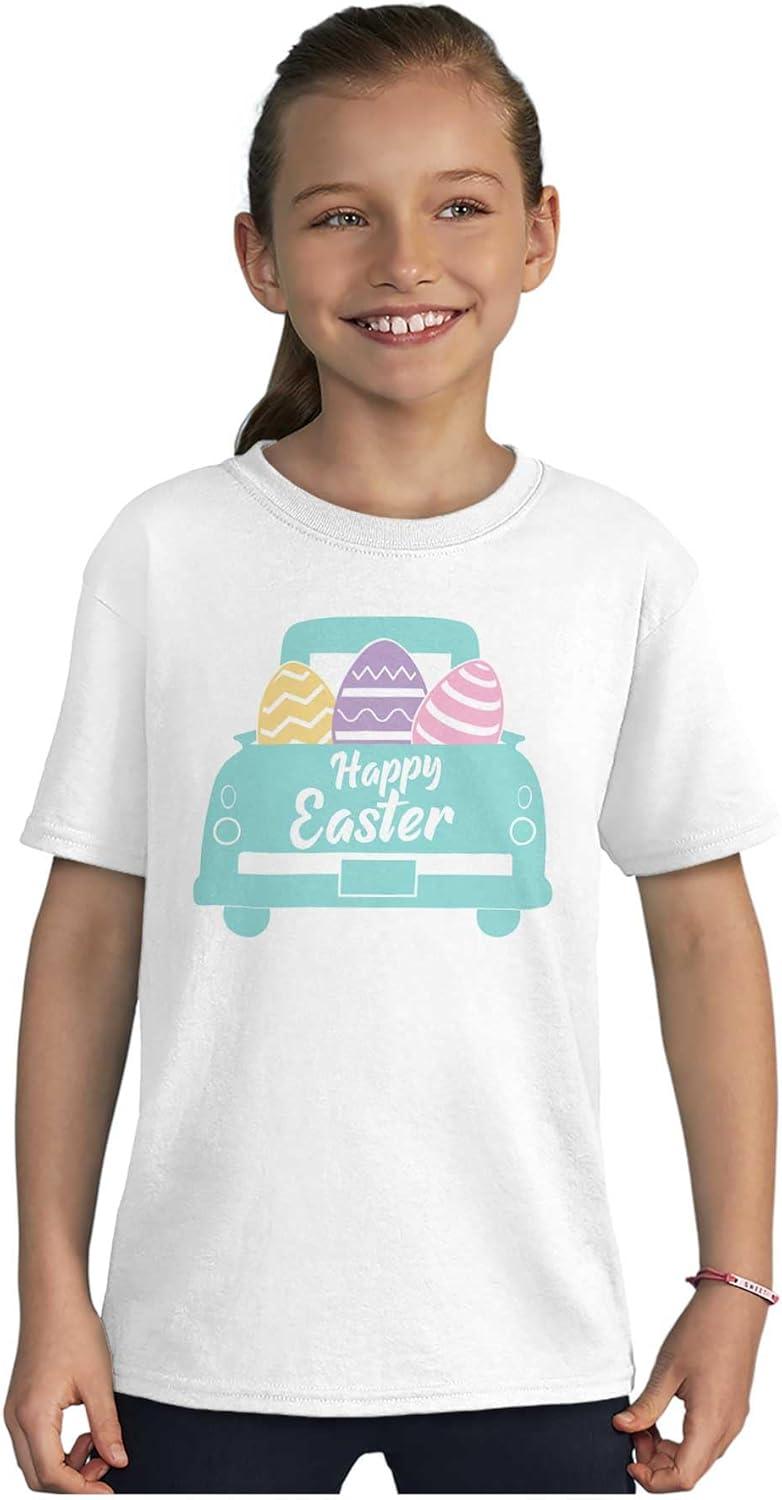imageBrisco Brands Happy Easter Car Egg Hunt Truck Girls Kids T Shirt TeesWhite