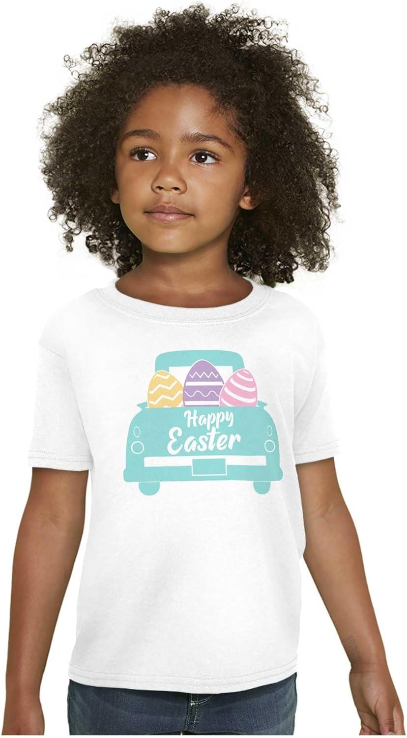 imageBrisco Brands Happy Easter Car Egg Hunt Truck Girls Kids T Shirt TeesWhite