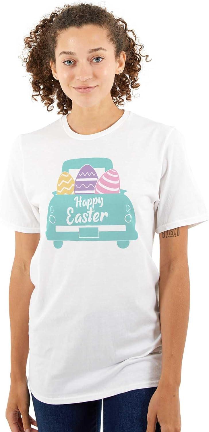 imageBrisco Brands Happy Easter Car Egg Hunt Truck Womens Graphic T Shirt TeesWhite