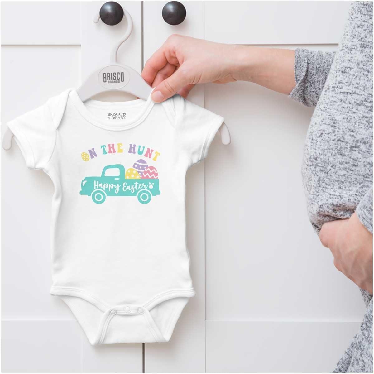 imageBrisco Brands Happy Easter Truck On The Egg Hunt Baby Bodysuit Jumper GirlsWhite