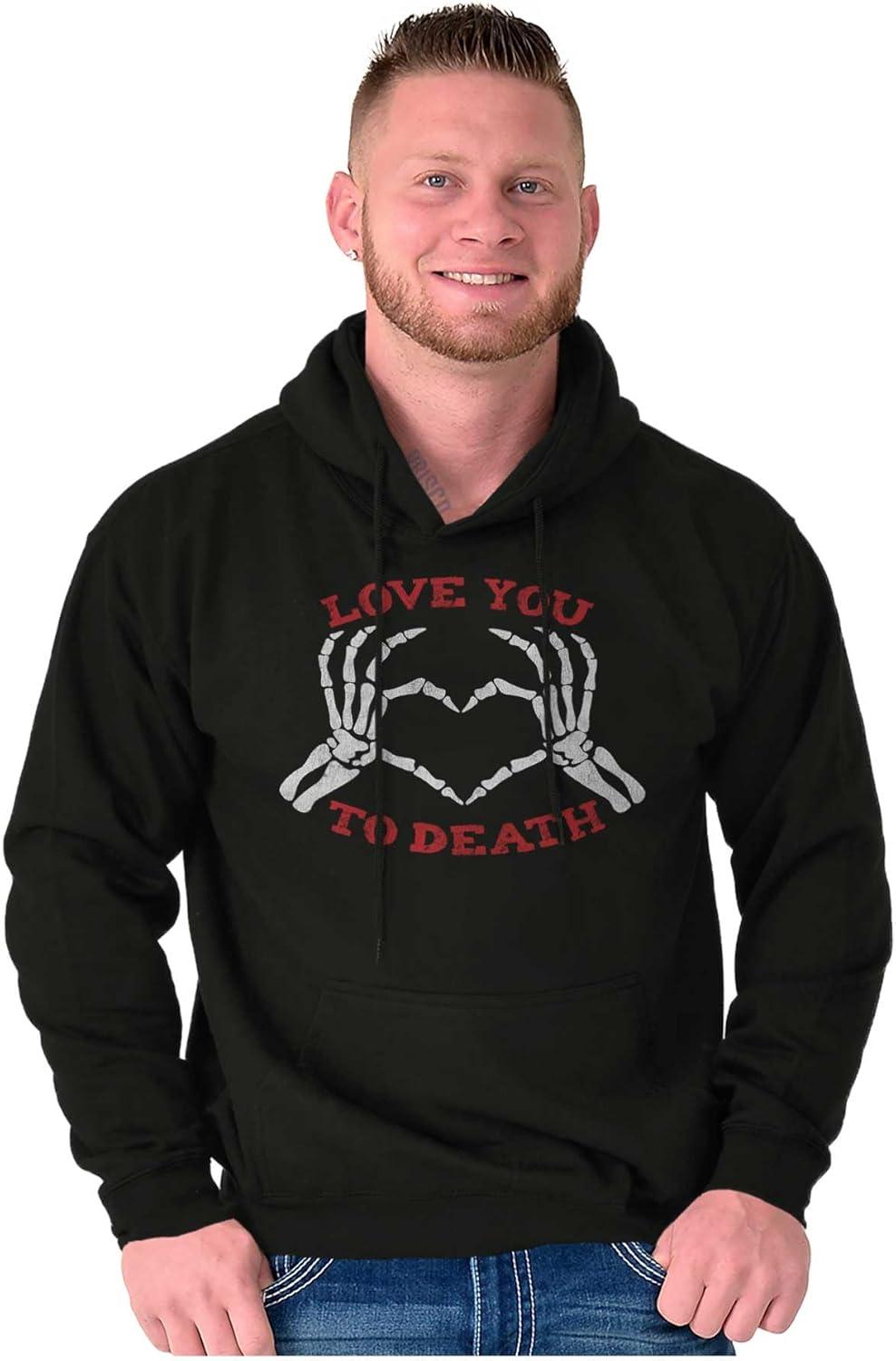 imageBrisco Brands Love You To Death Heart Skeleton Hoodie Sweatshirt Women MenBlack