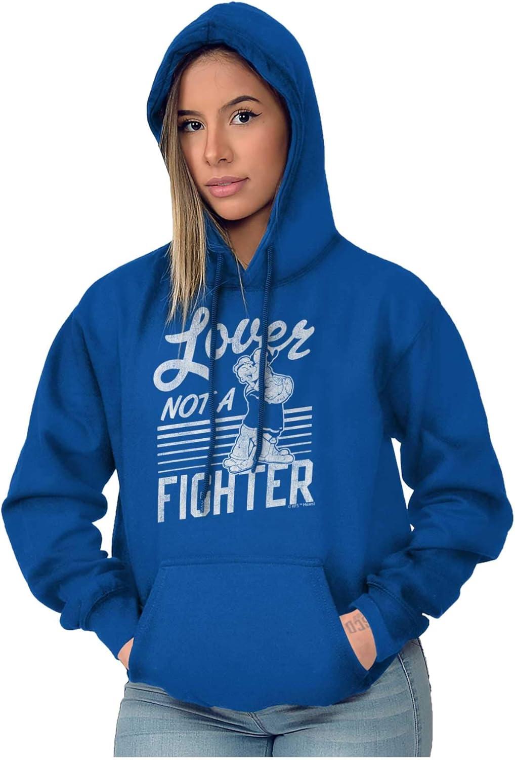 imageBrisco Brands Popeye the Sailor Loves Not a Fighter Hoodie Sweatshirt Women MenRoyal