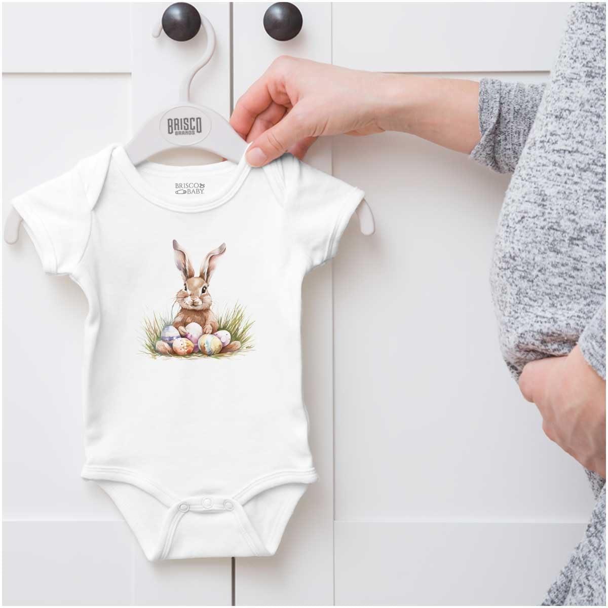 imageBrisco Brands Vintage Easter Bunny With Eggs Baby Bodysuit Jumper GirlsWhite