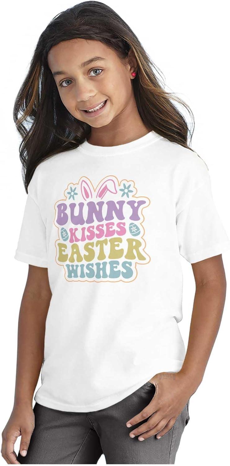 imageCute Bunny Kisses Easter Wishes Girls Kids T Shirt TeesWhite