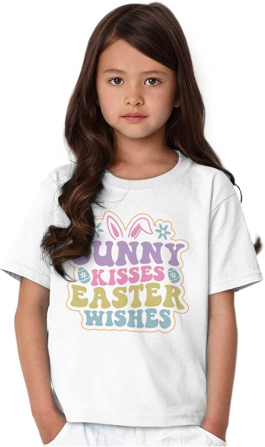 imageCute Bunny Kisses Easter Wishes Girls Kids T Shirt TeesWhite