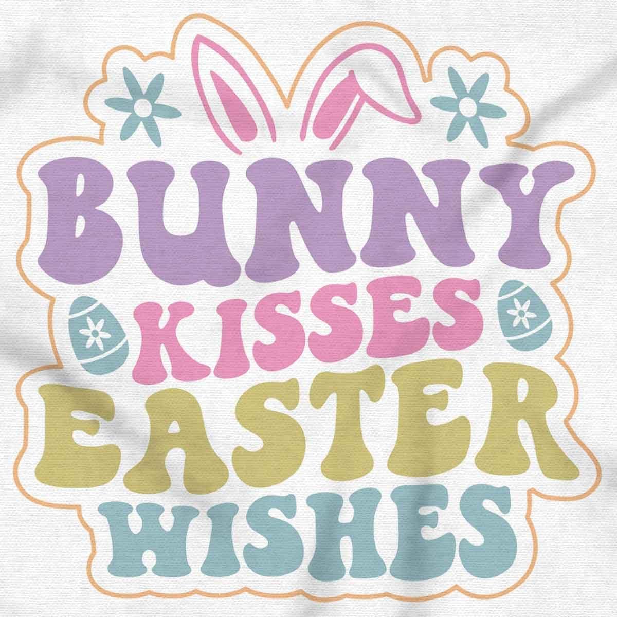imageCute Bunny Kisses Easter Wishes Toddler Baby Girl T ShirtWhite