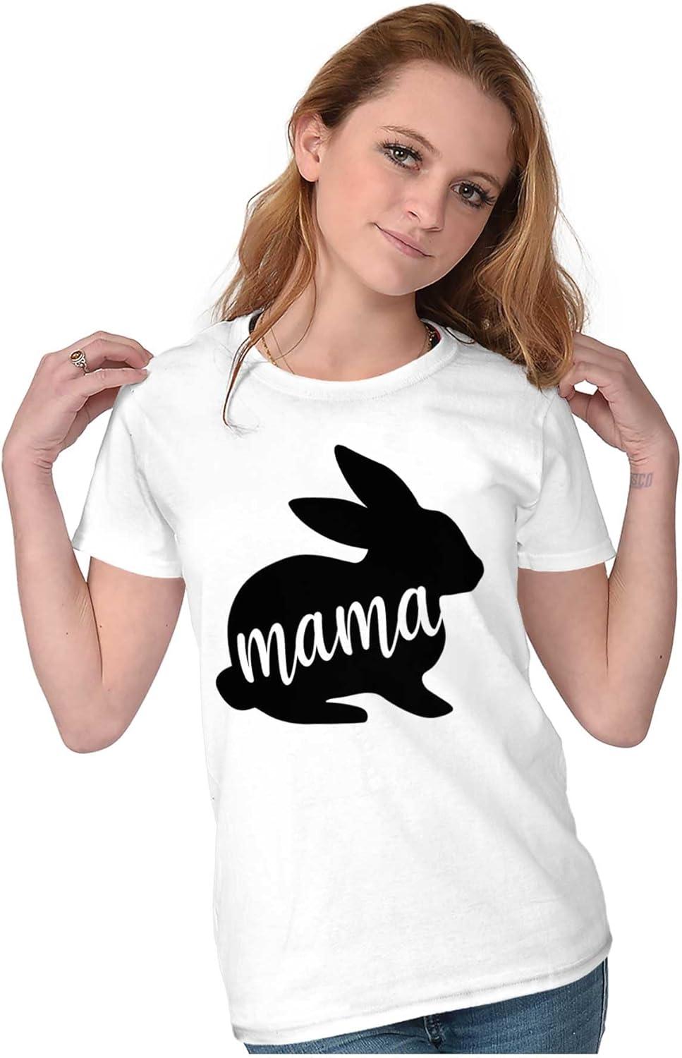 imageCute Easter Bunny Mama Spring Rabbit Womens Slim Fit Graphic TeeWhite