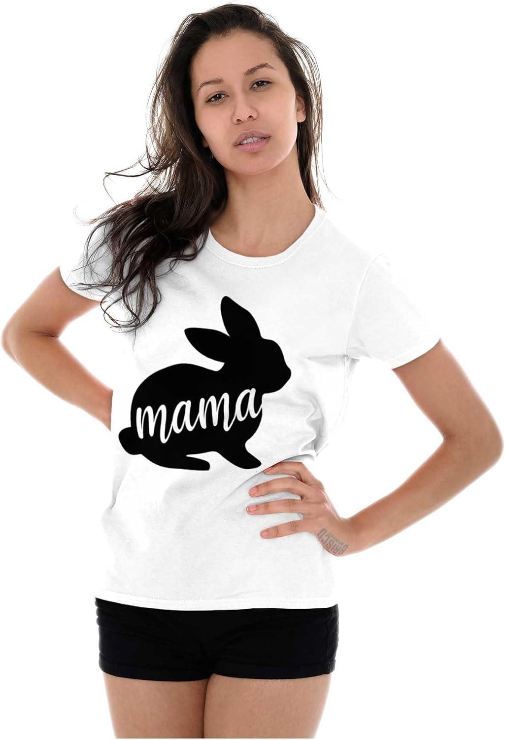 imageCute Easter Bunny Mama Spring Rabbit Womens Slim Fit Graphic TeeWhite
