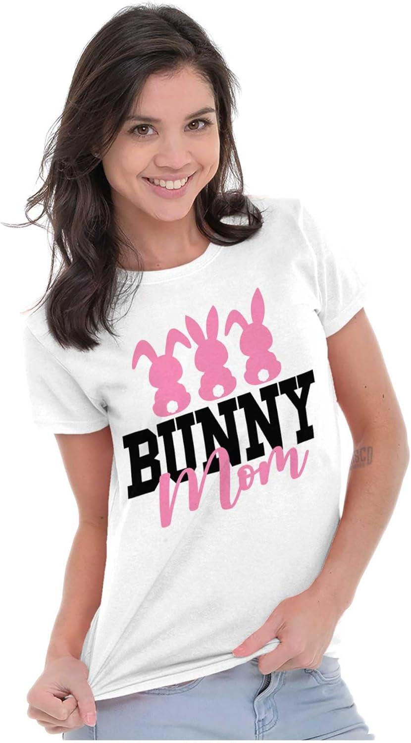 imageCute Easter Bunny Mom Rabbit Tails Womens Slim Fit Graphic TeeWhite