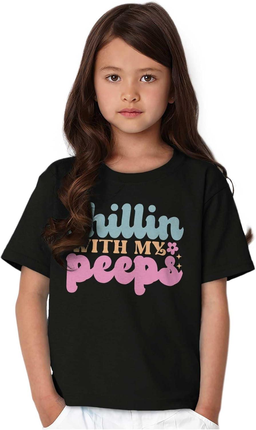 imageCute Easter Chillin with My Peeps Girls Kids T Shirt Tees