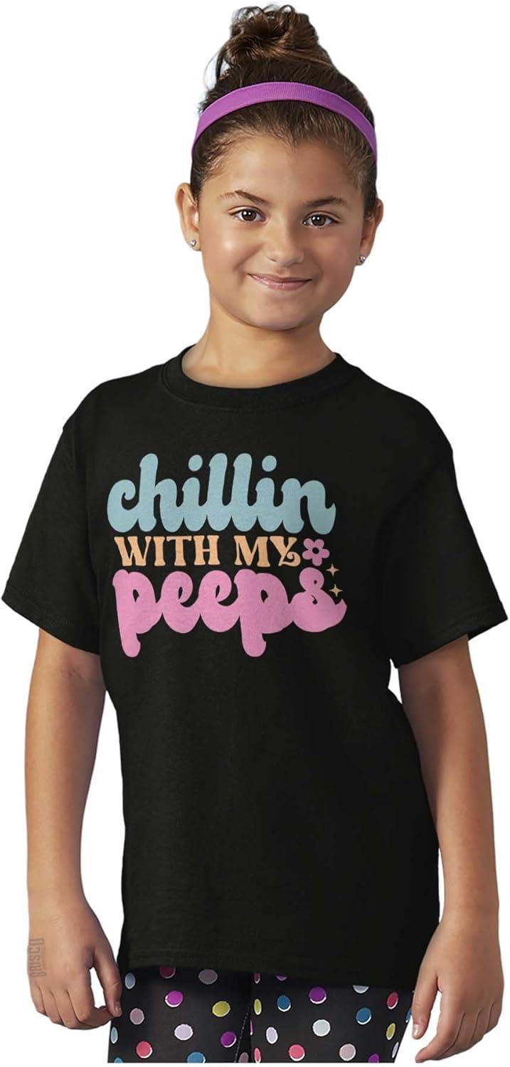 imageCute Easter Chillin with My Peeps Girls Kids T Shirt Tees