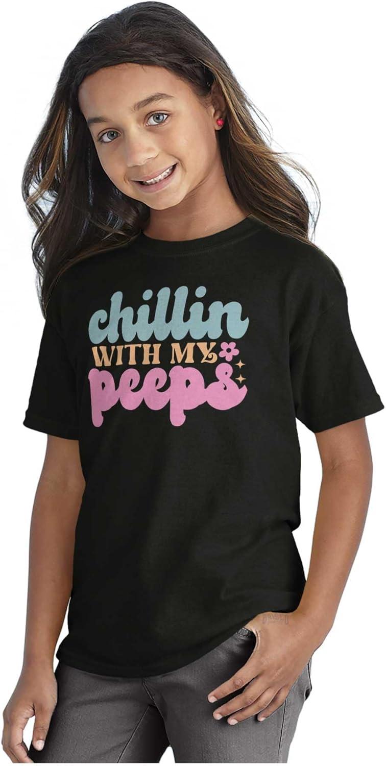 imageCute Easter Chillin with My Peeps Girls Kids T Shirt Tees
