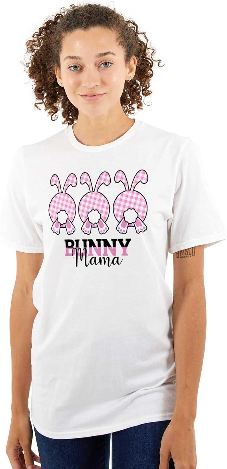 imageCute Plaid Easter Bunny Mama Tails Womens Graphic T Shirt TeesWhite