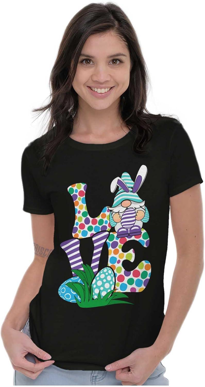 imageEaster Bunny Gnome Love Egg Hunt Womens Slim Fit Graphic TeeBlack