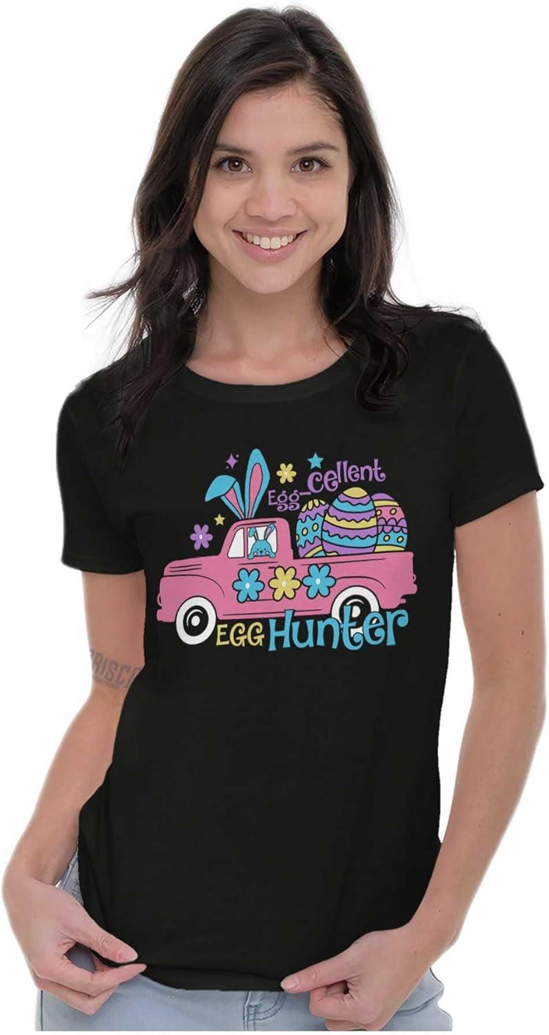 imageEaster EggCellent Egg Hunter Truck Womens Slim Fit Graphic TeeBlack