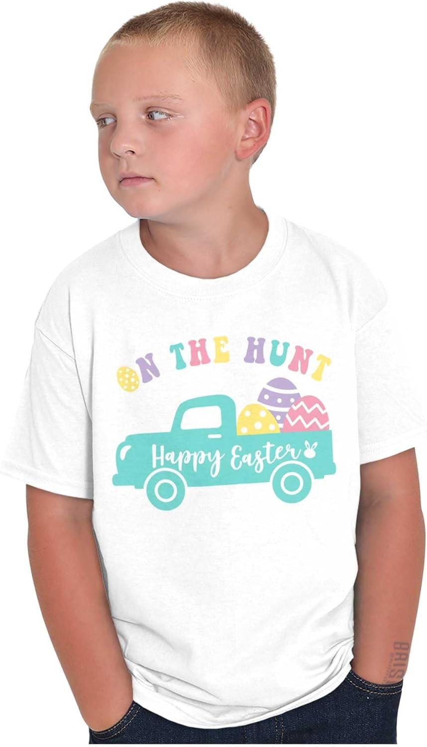 imageHappy Easter Truck On The Egg Hunt Girls Kids T Shirt TeesWhite
