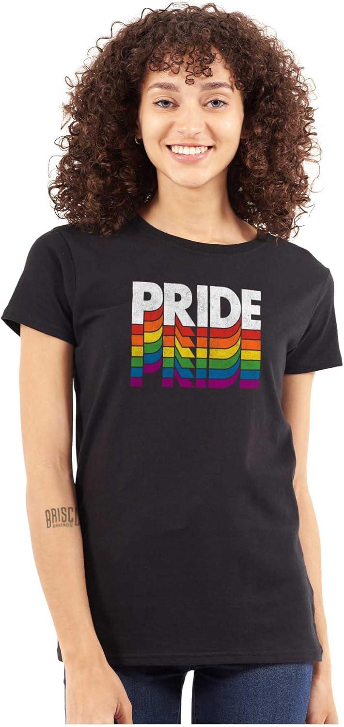 imagePride LGBTQ Rainbow Queer Equality Womens Slim Fit Graphic TeeBlack